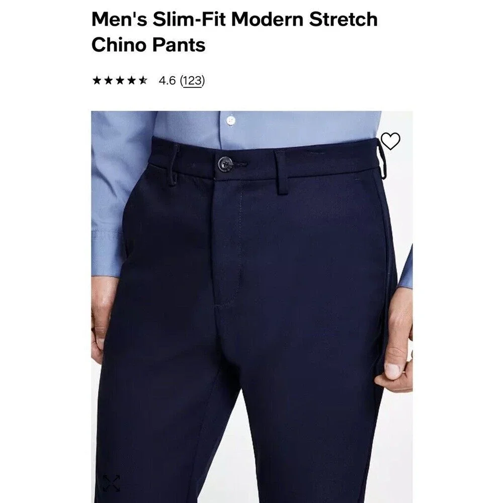 CALVIN Klein Men's Straight-Fit Stretch Chino Pants Sky Captain Blue 42W x 32L